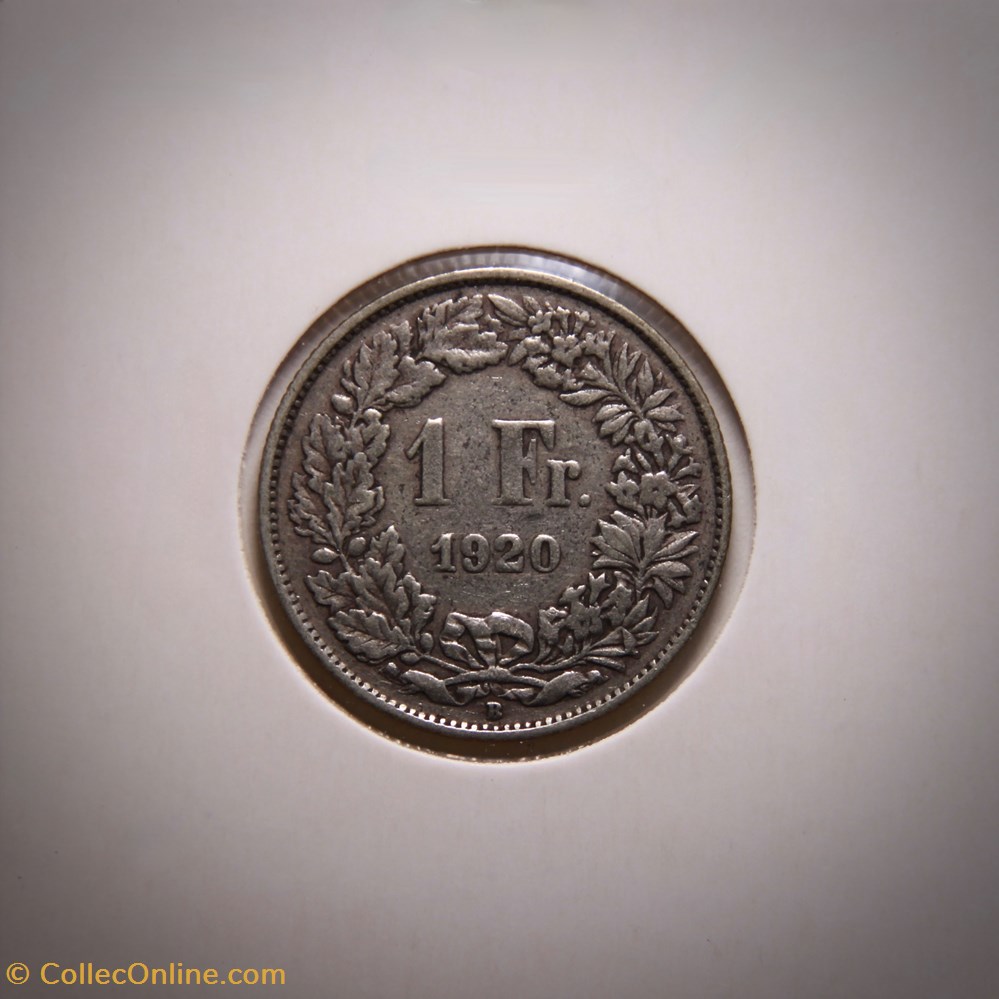 1 Franc 1920 B Helvetia debout monnaies monde suisse 1 franc 1920 b helvetia debout