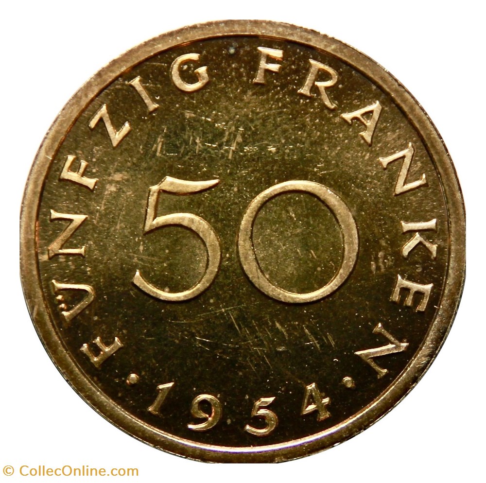 Sarre - 50 Franken 1954 (Essai) 3 monnaies monde territoire du bassin de la sarre 50 franken 1954 essai