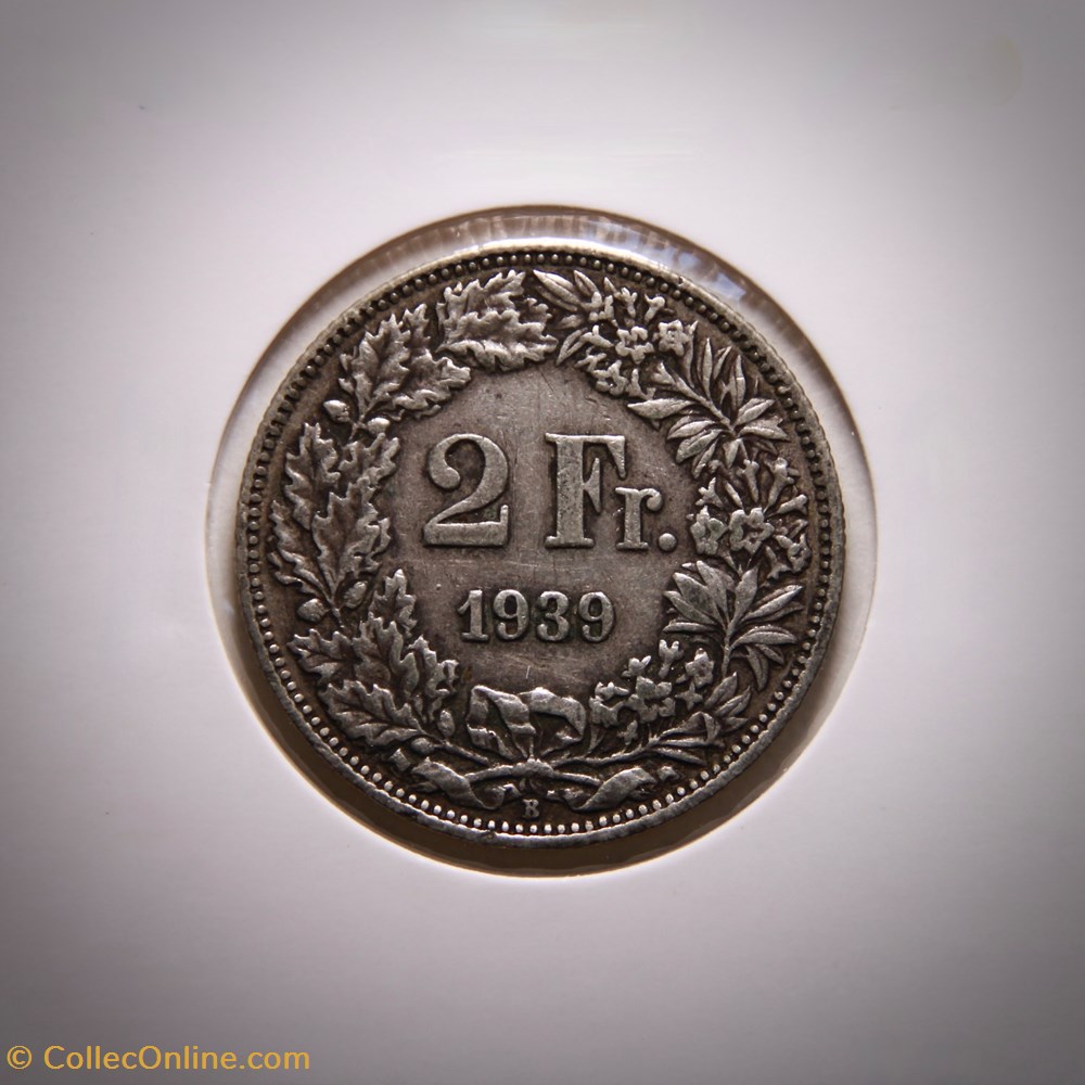 2 Francs 1939 B Helvetia debout monnaies monde suisse 2 francs 1939 b helvetia debout