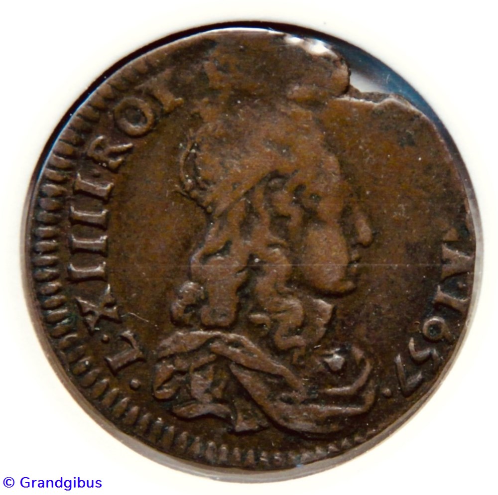 Liard de France 1657G monnaies europe medievale royales liard de france 1657g