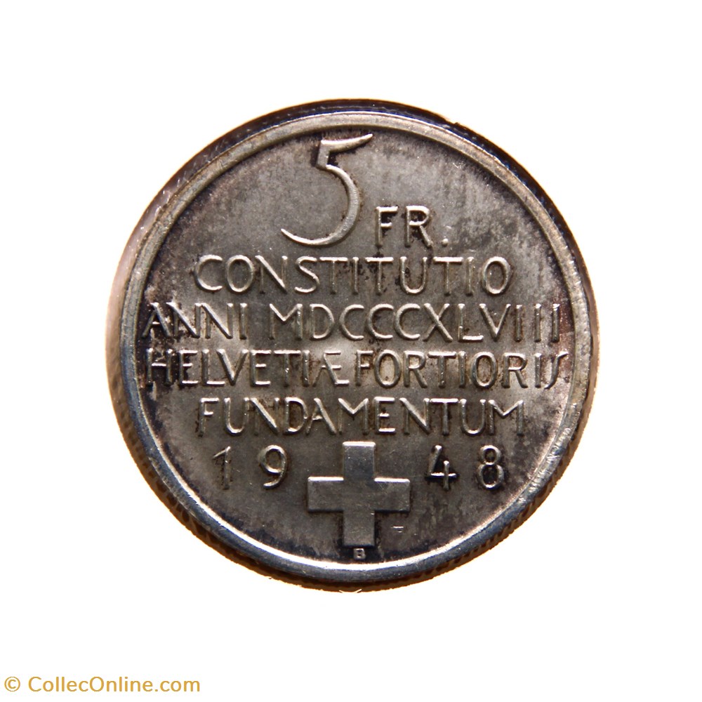 5 Francs 1948 B Constitution monnaies monde suisse 5 francs 1948 b constitution