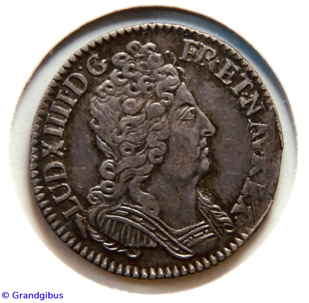 Dixième d'écu aux 3 couronnes 1715W monnaies europe medievale france royales dixieme ecu aux 3 couronnes 1715w