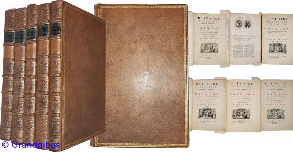 Van Loon. 5 Tomes, Histoire Métallique des XVII Provinces (1732, Français). monnaies livres ouvrages van loon 5 tomes histoire metallique des xvii provinces 1732 francais