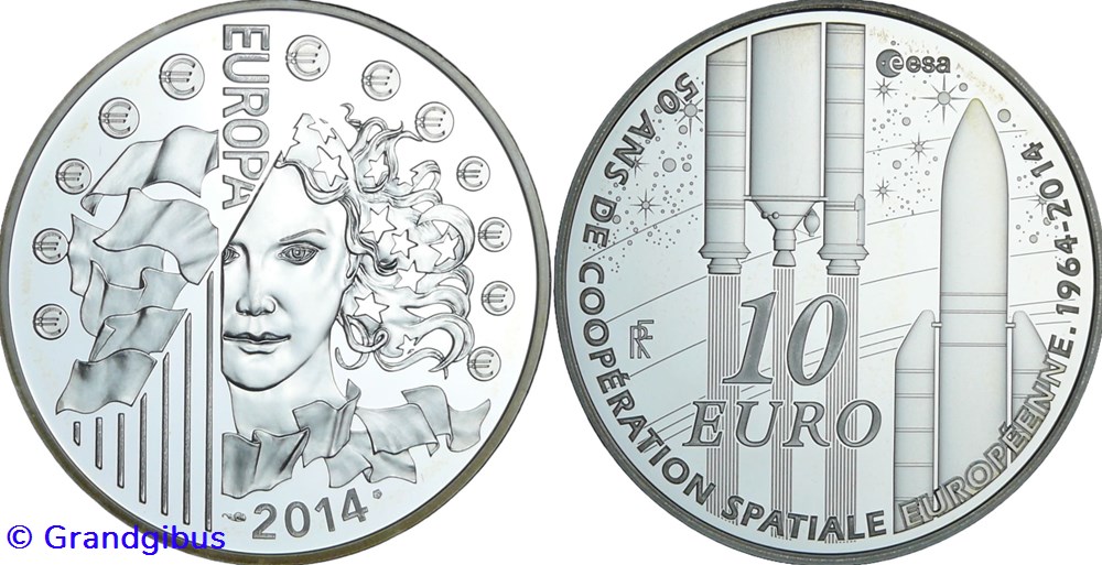 monnaies euros france 10 argent 2014 agence spatiale europeenne