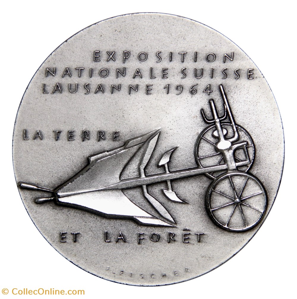Médaille Argent - Expo Lausanne 1964 2 monnaies monde suisse medaille argent expo lausanne 1964