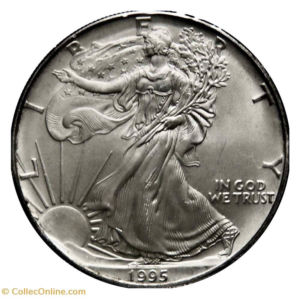 1 Dollar - Silver Eagle, 1995 (San Francisco ou West Point) monnaies monde etats unis 1 dollar silver eagle 1995 san francisco ou west point