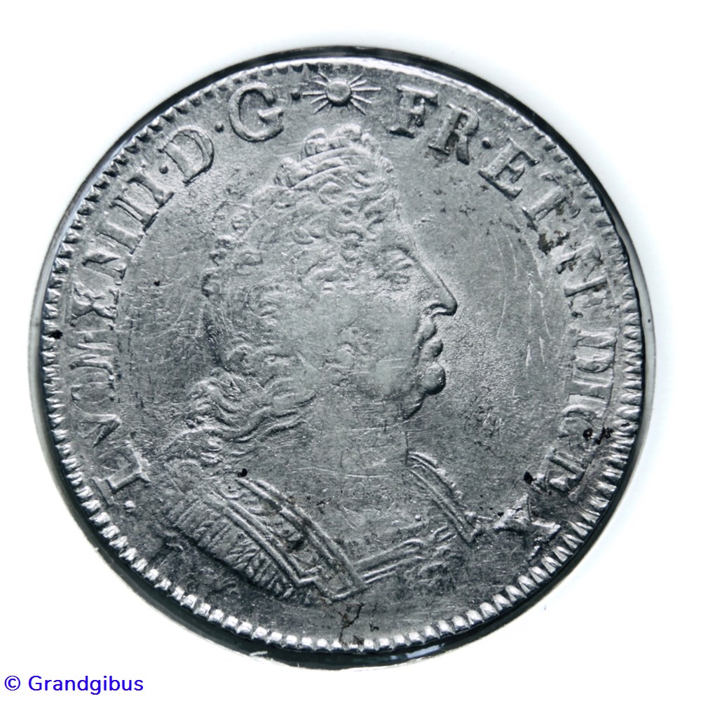Écu aux insignes 1701W monnaies europe medievale france royales ecu aux insignes 1701w