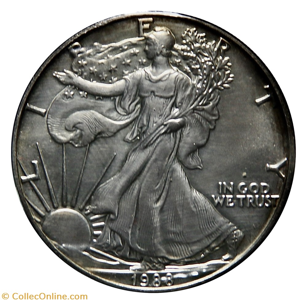 1 Dollar - Silver Eagle, 1988 (San Francisco ou West Point) monnaies monde etats unis 1 dollar silver eagle 1988 san francisco ou west point