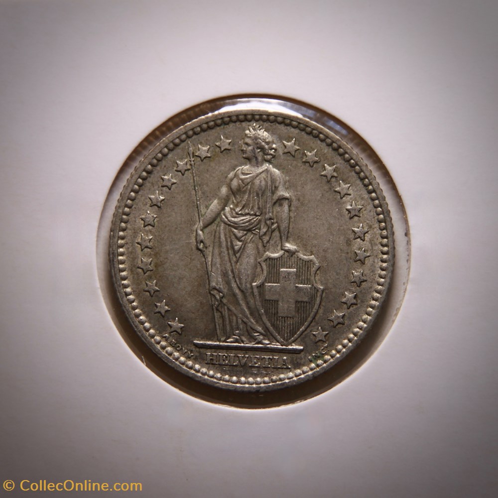 monnaies monde suisse 2 francs 1957 b helvetia debout