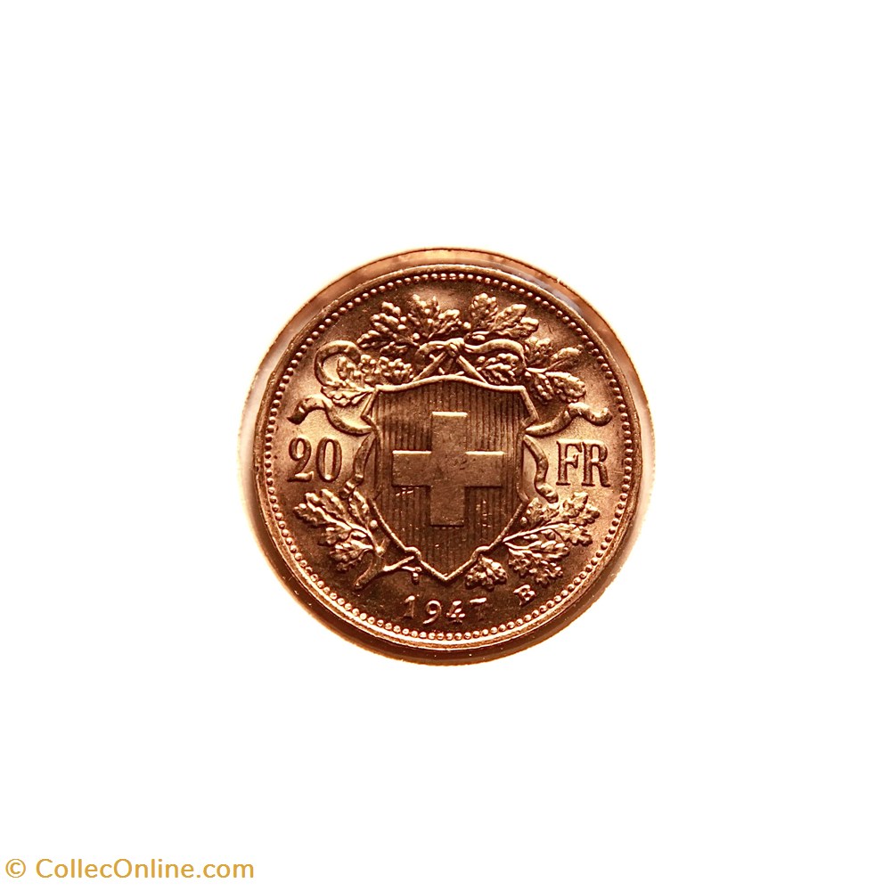monnaies monde suisse 20 francs vreneli 1947 b