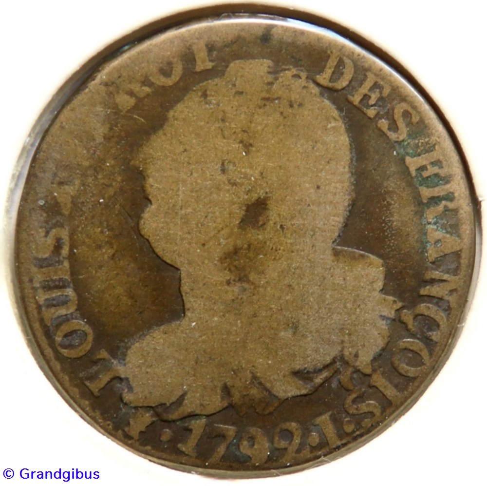 Louis XVI, 1792 𝐈 - 6 Deniers au faisceau. monnaies monde france louis xvi 1792 6 deniers au faisceau