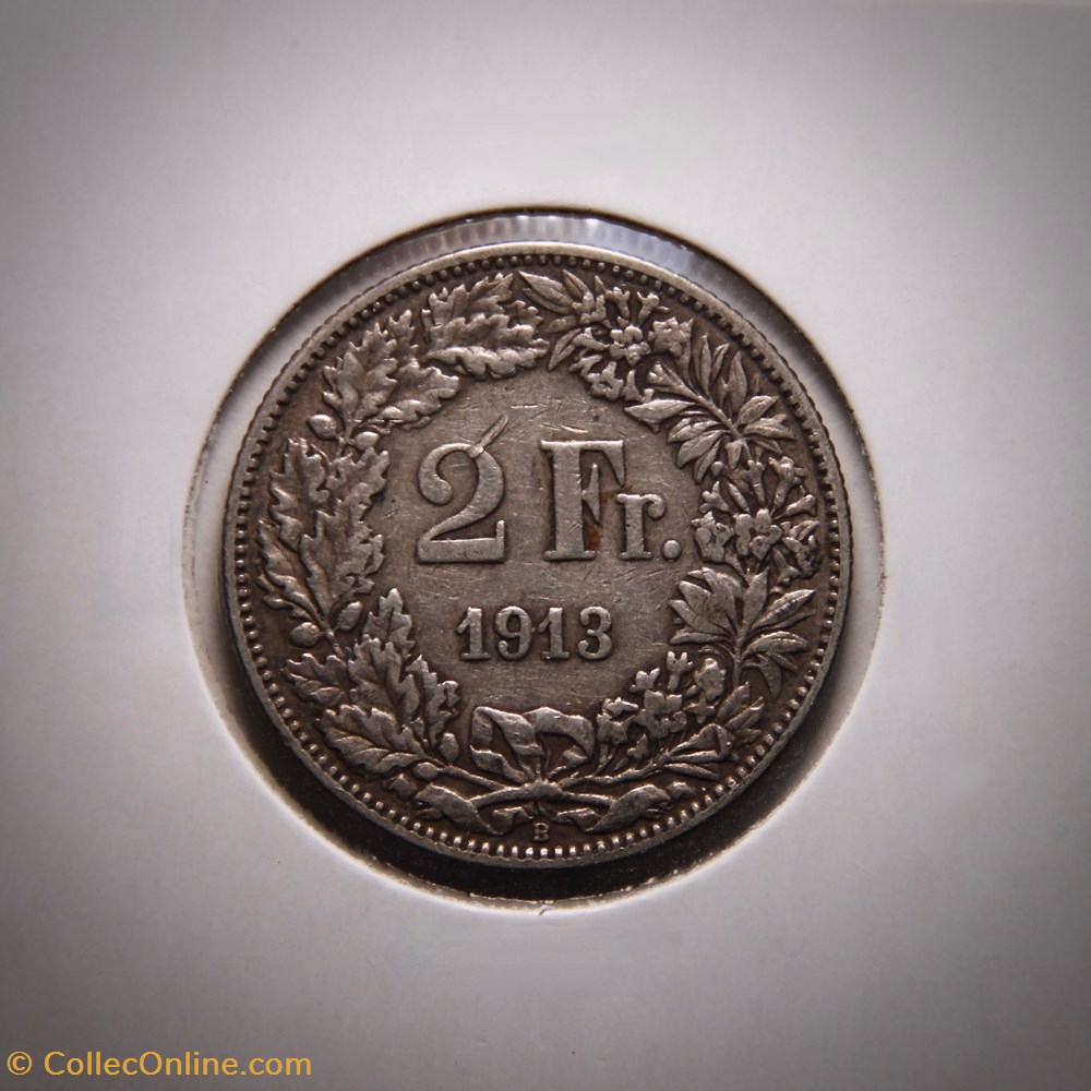 monnaies monde suisse 2 francs 1913 b helvetia debout