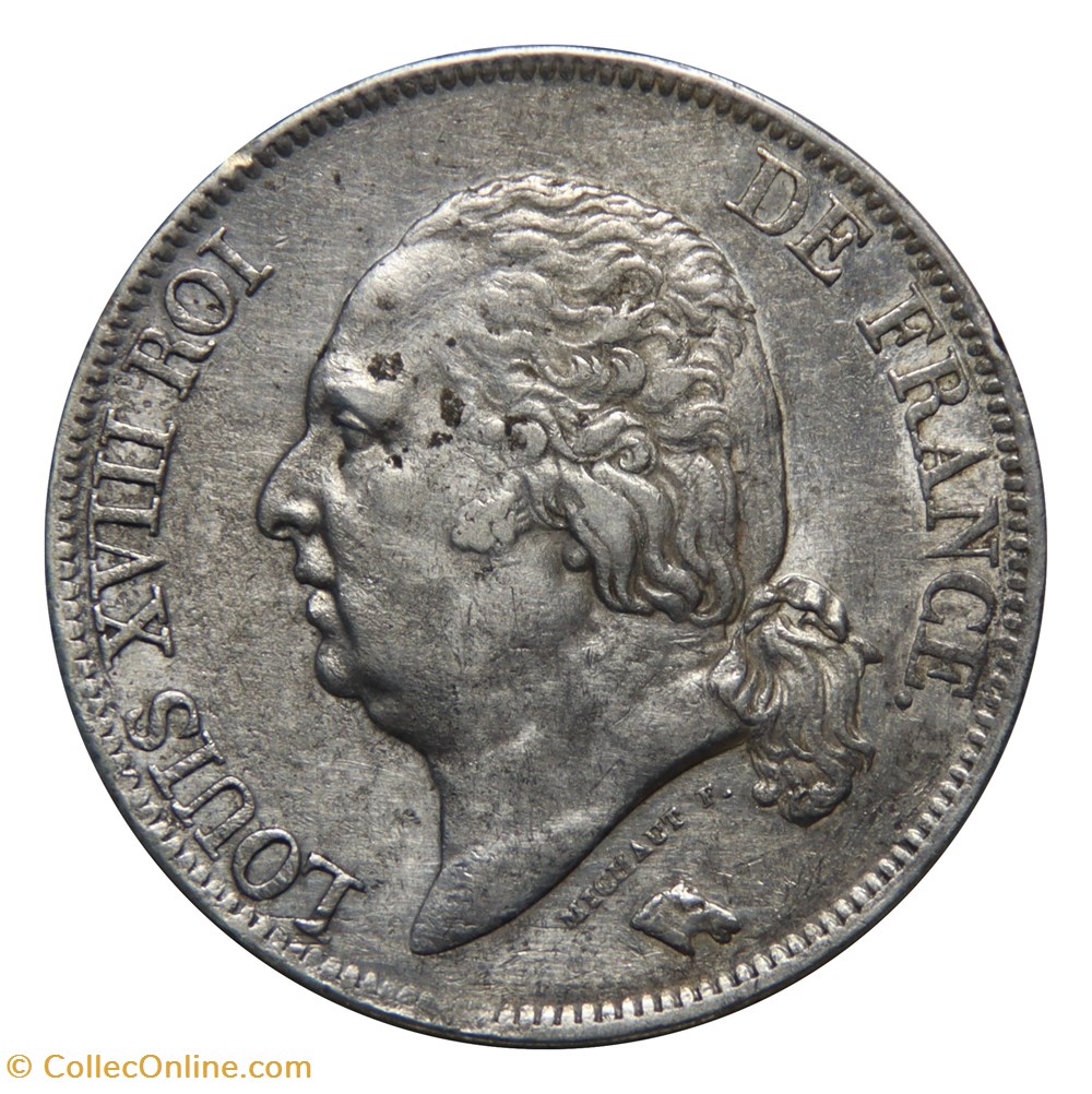 Louis XVIII - 5 Francs, 1822𝐖 monnaies monde france louis xviii 5 francs 1822