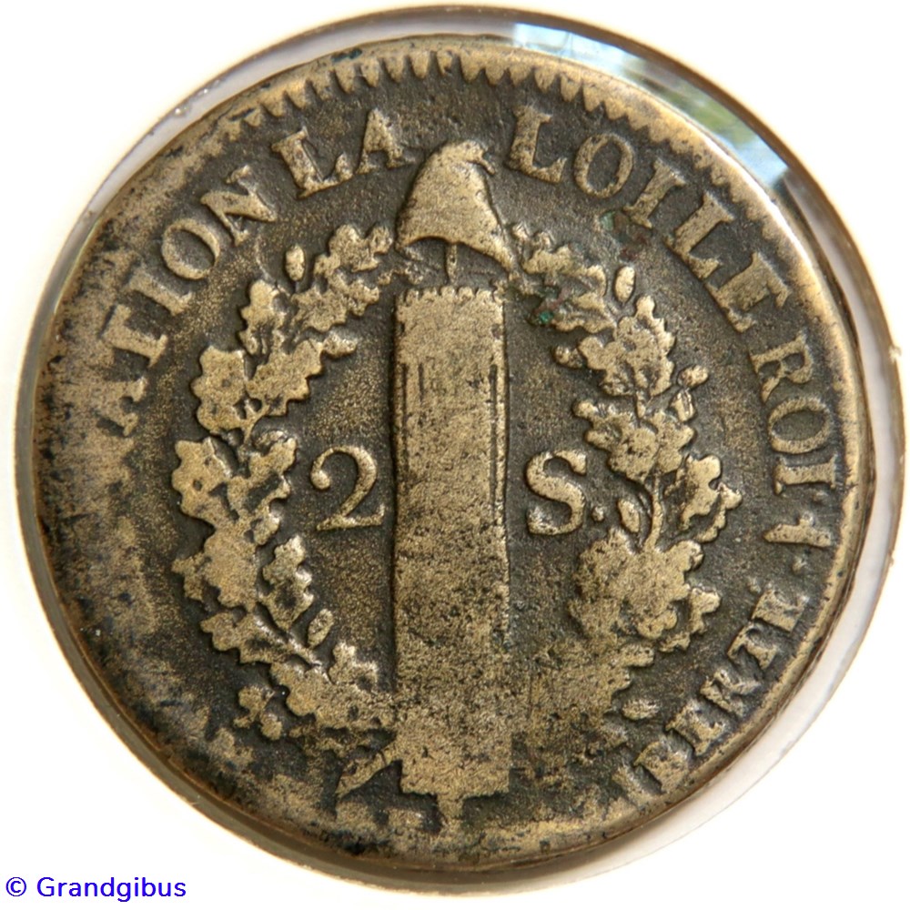 monnaies monde france louis xvi 1791 2 sols au faisceau
