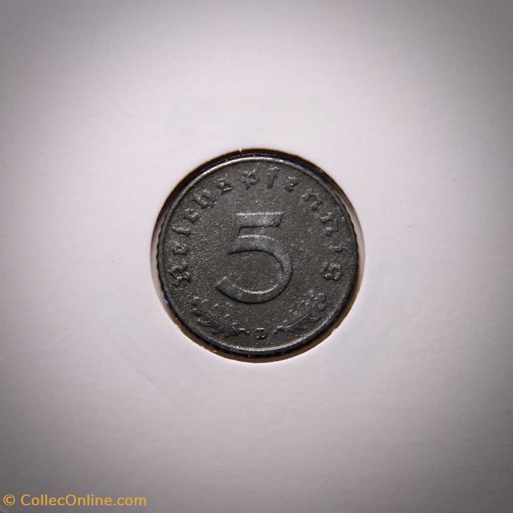 5 Reichspfennig 1942 D monnaies monde allemagne 5 reichspfennig 1942 d