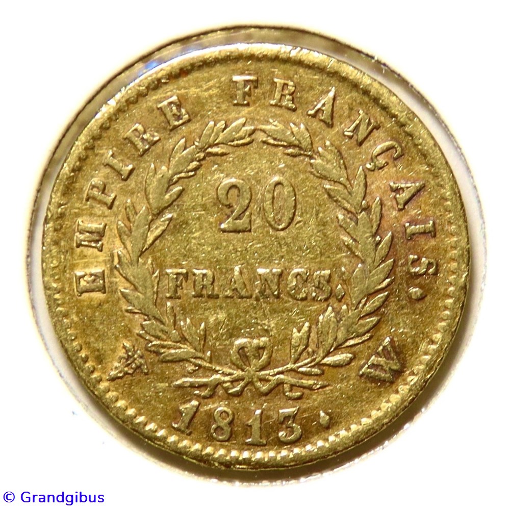 monnaies monde france 20 fr empire francais 1813 w napoleon tete lauree