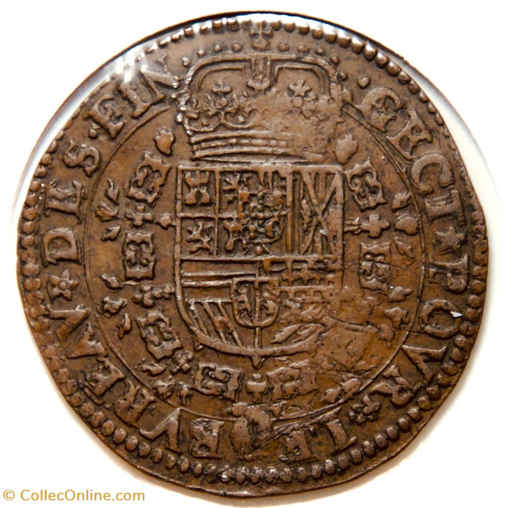 Charles II, Bureau des Finances. 1678 Bruxelles, Cuivre. monnaies paranumismatique jetons poids charles ii bureau des finances 1678 bruxelles cuivre