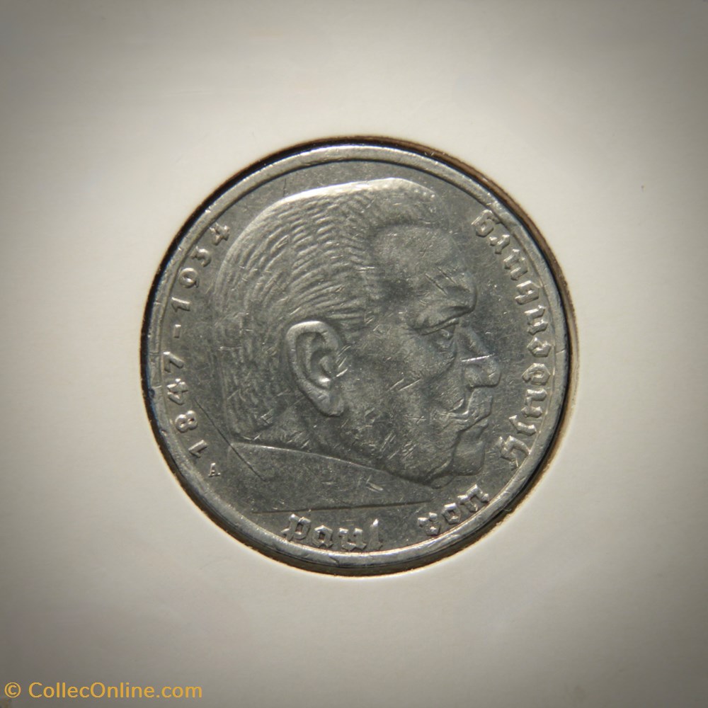 5 Reichsmark 1938 A monnaies monde allemagne 5 reichsmark 1938 a