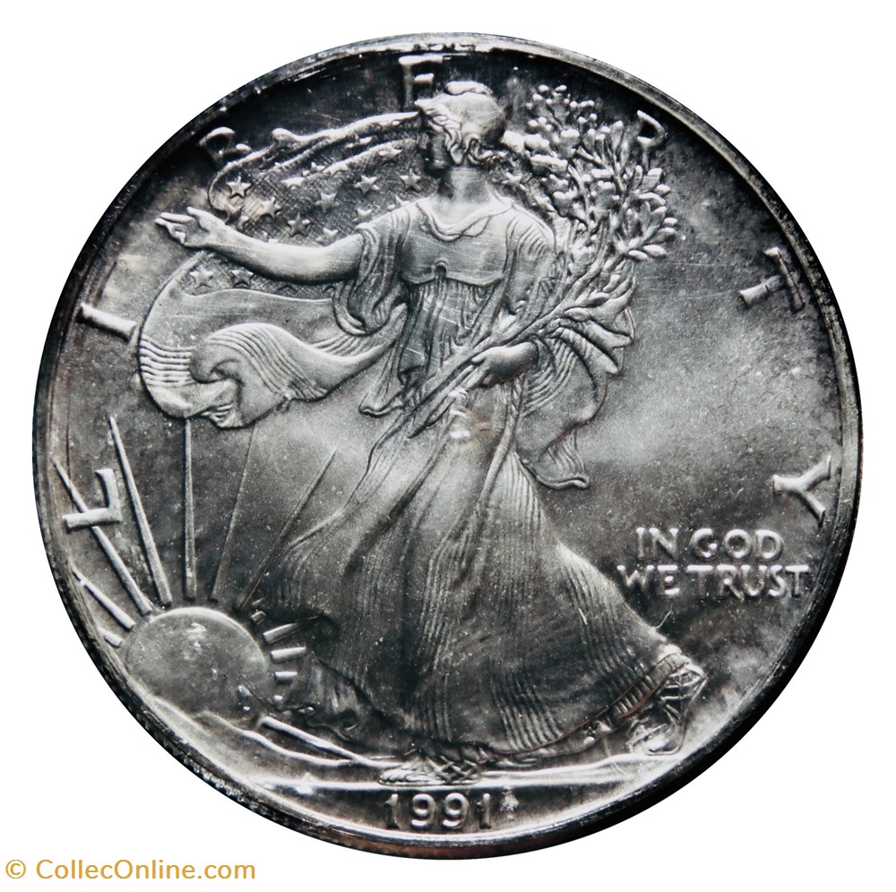 monnaies monde etats unis 1 dollar silver eagle 1991 san francisco ou west point