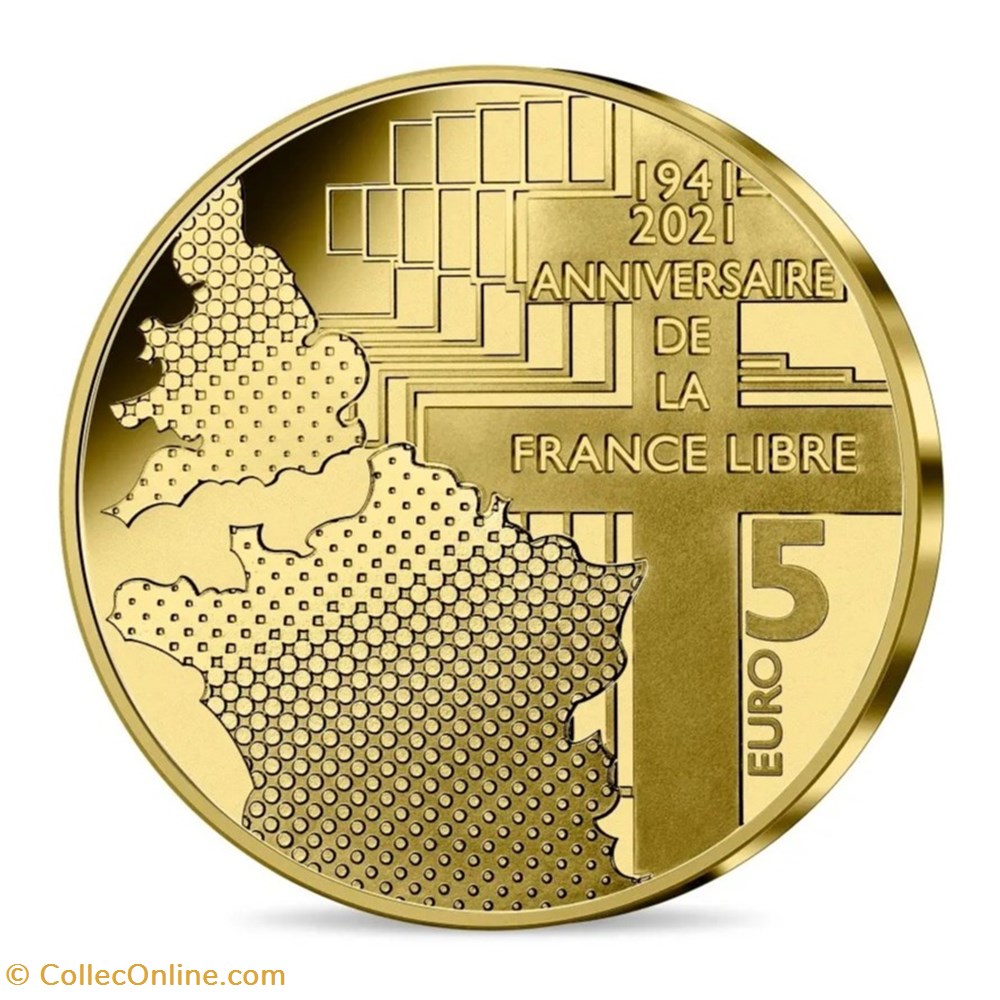 monnaies euros france 5 or 2021 de gaulle churchill