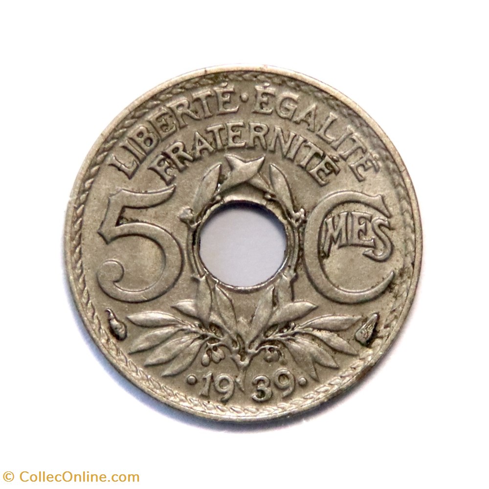 5 centimes Lindauer 1939, maillechort monnaies monde france 5 centimes lindauer 1939 maillechort