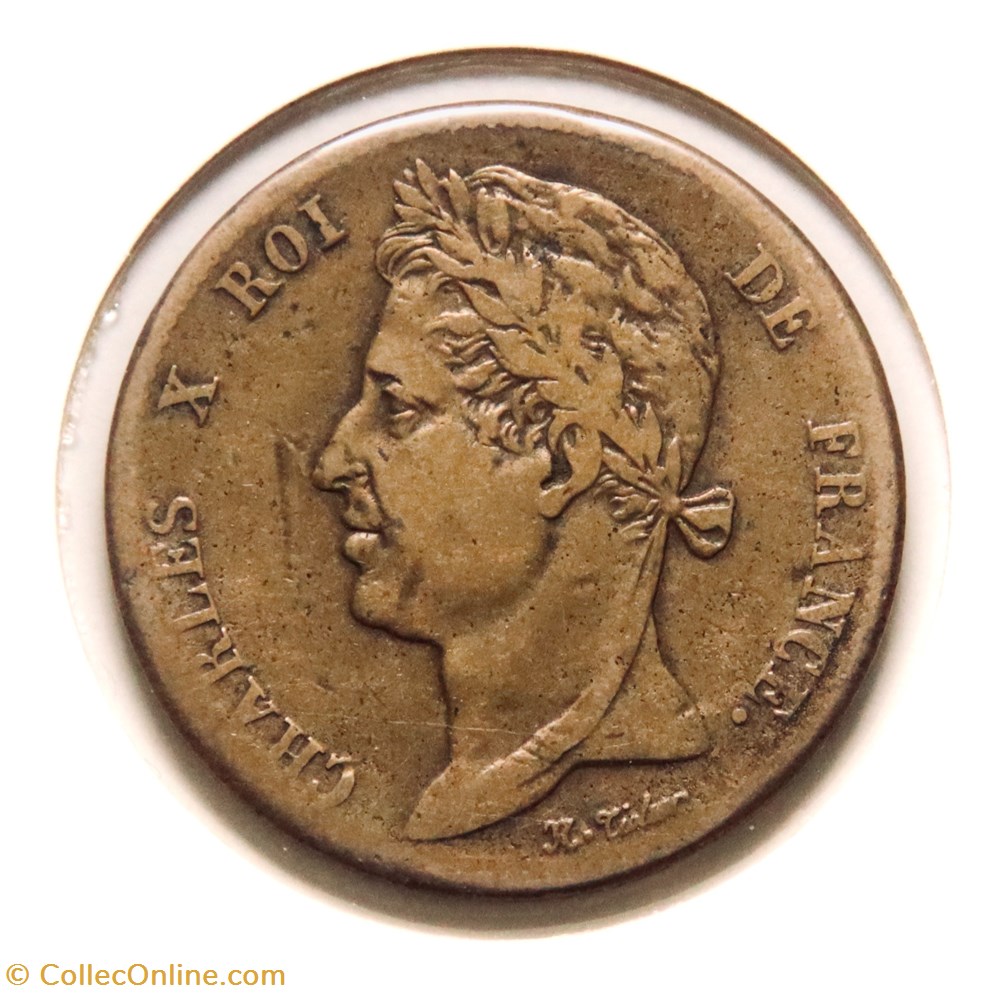 Charles X, Colonies Françaises - 5 Centimes, 1828𝐀 monnaies monde france charles x colonies francaises 5 centimes 1828
