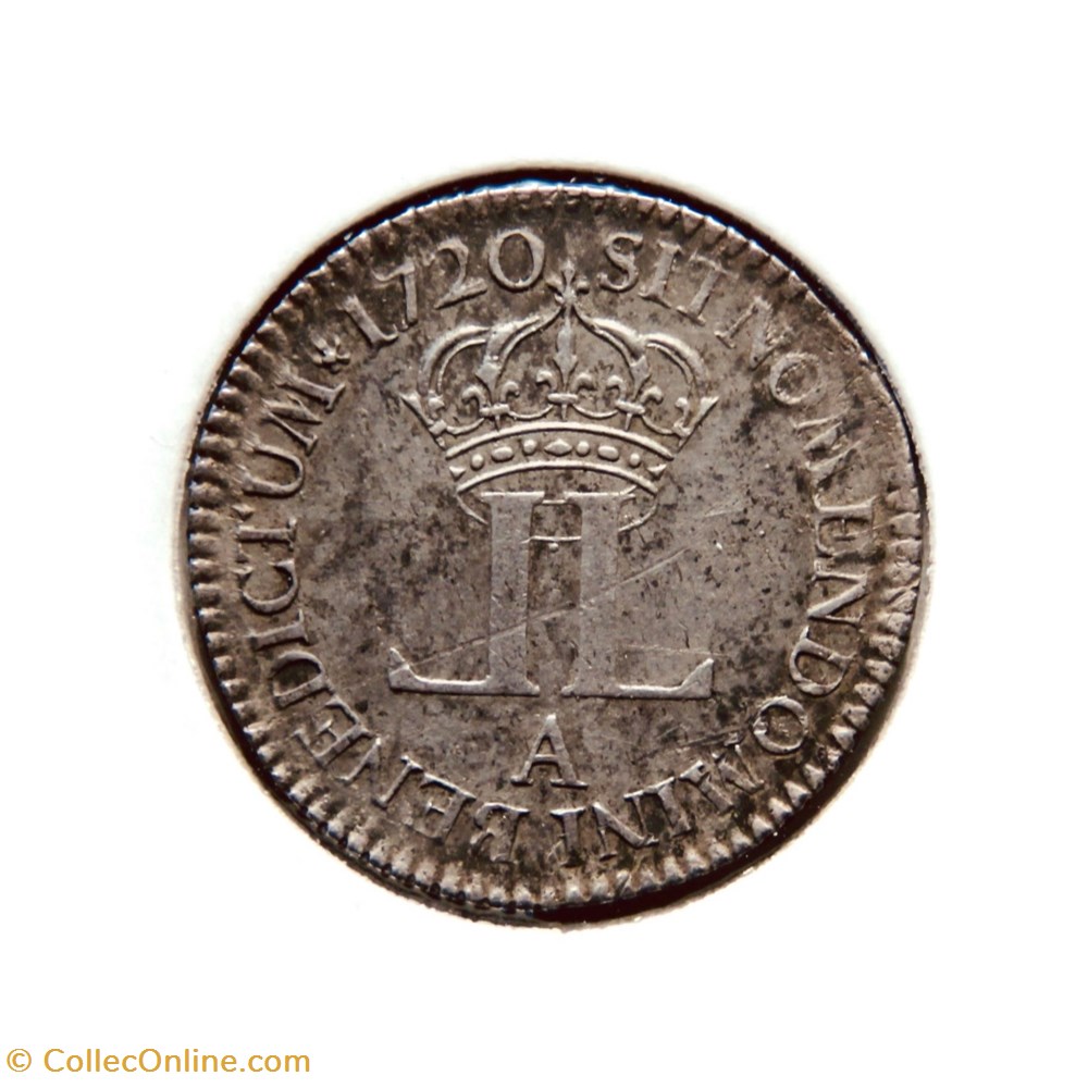 Louis XV 1720A Livre d'argent fin monnaies europe medievale france royales louis xv 1720a livre argent fin
