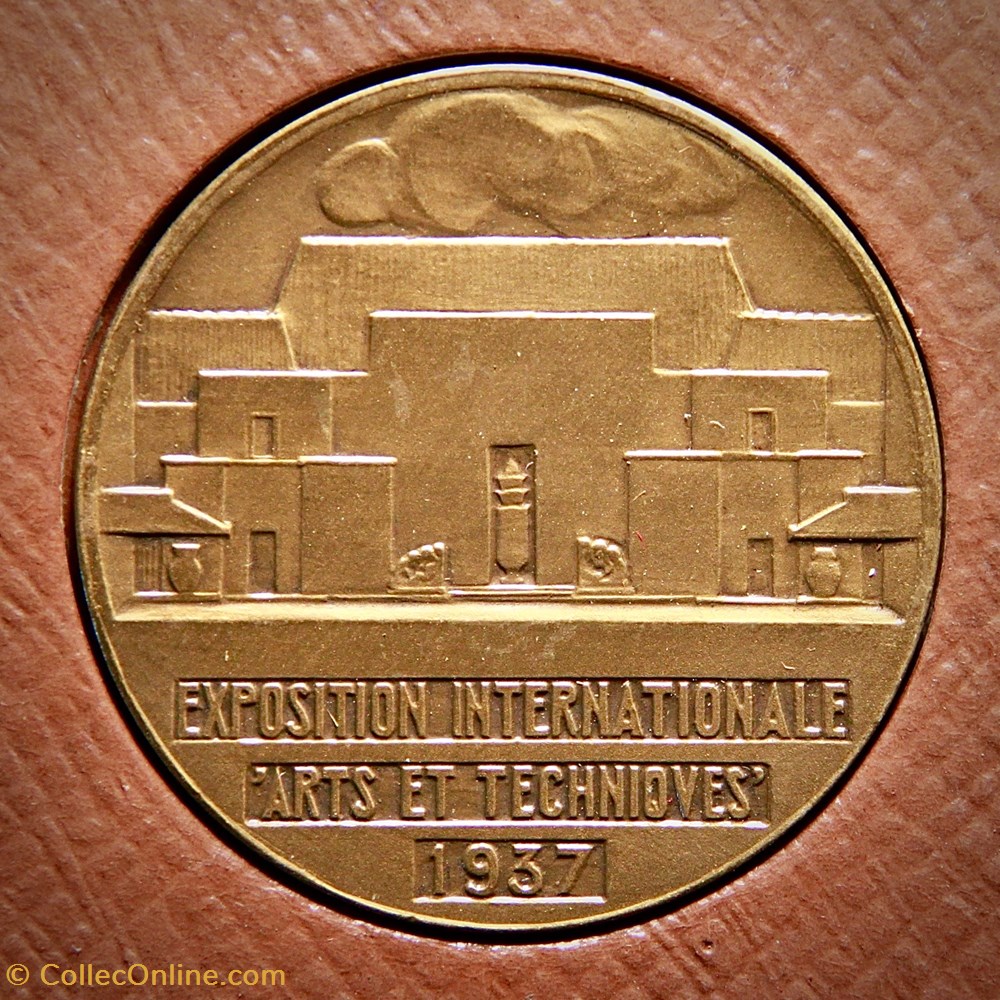 Coffret de l'Exposition internationale "Arts et Techniques", Paris 1937. Revers 5 monnaies paranumismatique jetons poids coffret de exposition internationale arts et techniques paris 1937 revers