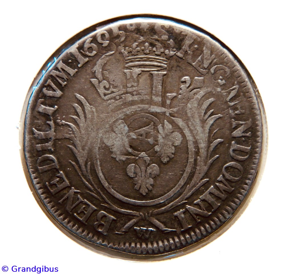 Demi-écu aux palmes 1695W monnaies europe medievale france royales demi ecu aux palmes 1695w