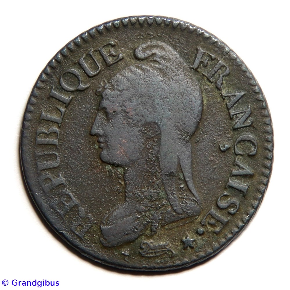 5 Centimes, grand module. An 5 W. monnaies monde france 5 centimes grand module an 5 w