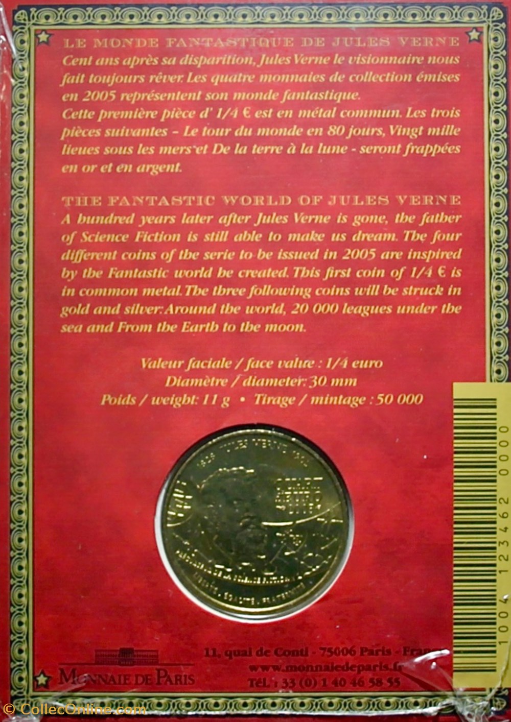 1/4 € Cu-Ni 2005 Jules Verne (blister) monnaies euros a france 1 4 cu ni 2005 jules verne blister
