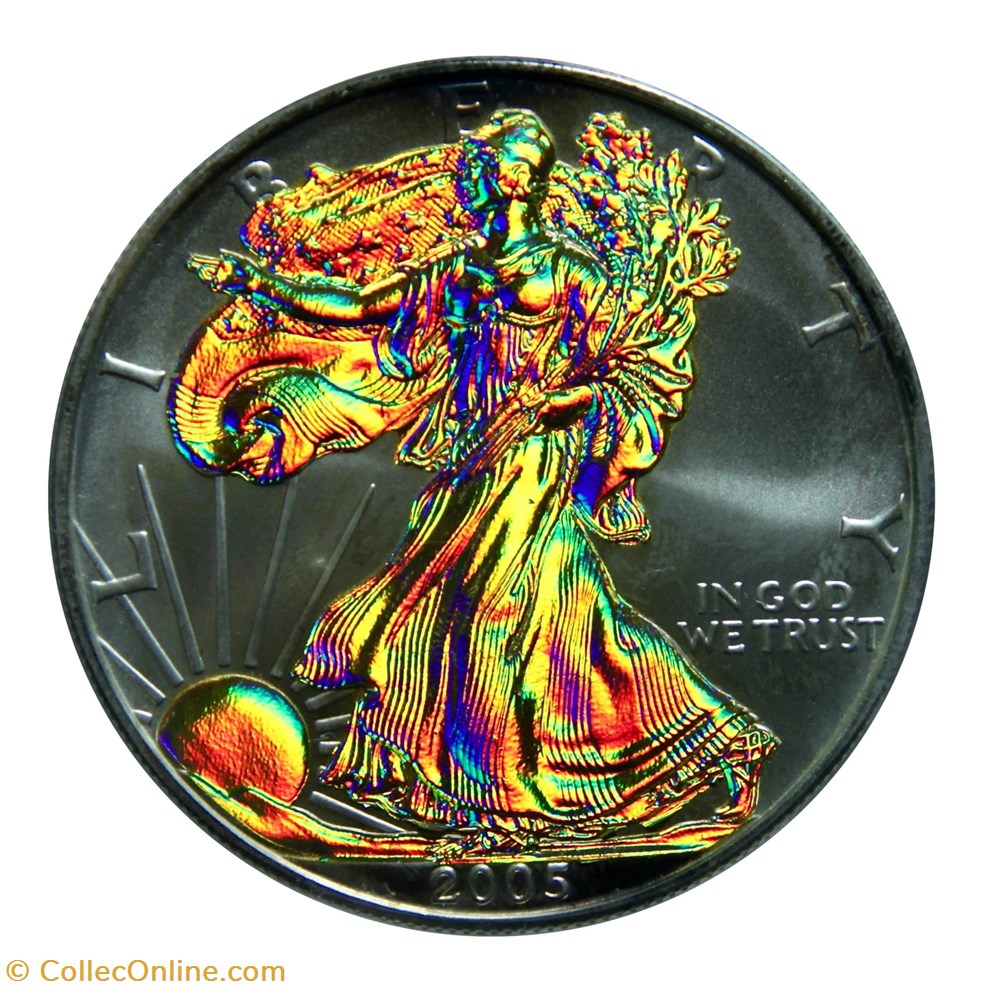 1 Dollar - Silver Eagle, 2005 (colorisé) monnaies monde etats unis 1 dollar silver eagle 2005 colorise