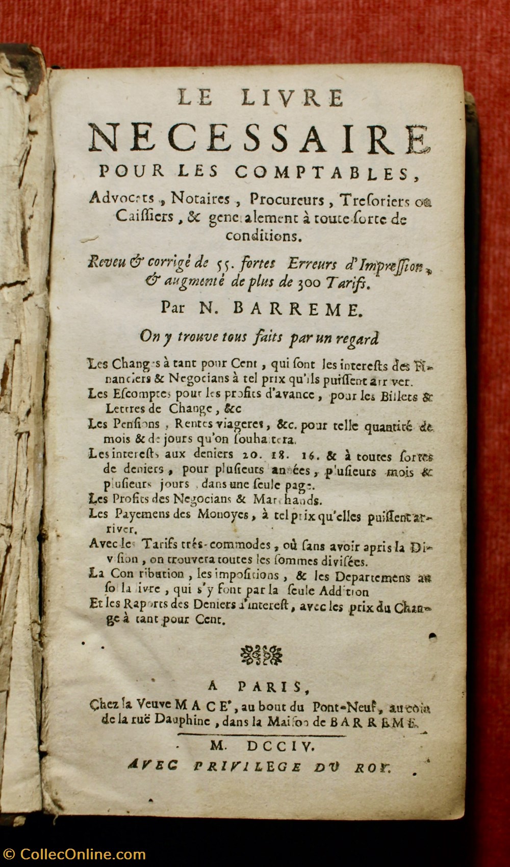 Barrème (1704) 2 monnaies livres ouvrages barreme 1704
