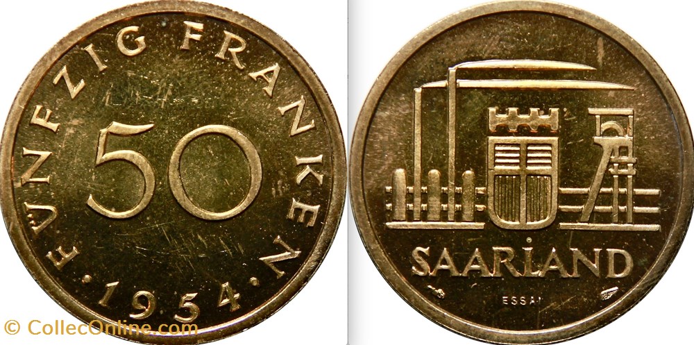 Sarre - 50 Franken 1954 (Essai) monnaies monde territoire du bassin de la sarre 50 franken 1954 essai