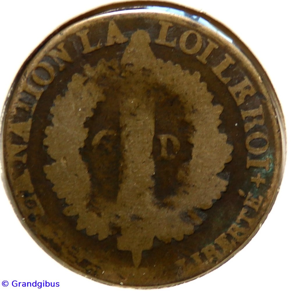 Louis XVI, 1792 𝐈 - 6 Deniers au faisceau. monnaies monde france louis xvi 1792 6 deniers au faisceau