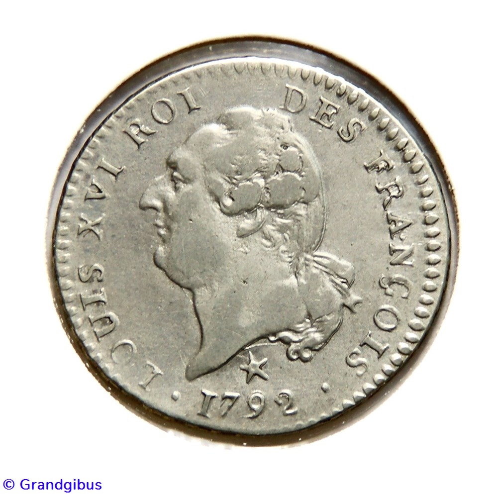 Louis XVI 1792 𝐖 - 15 Sols au génie. monnaies monde france louis xvi 1792 15 sols au genie