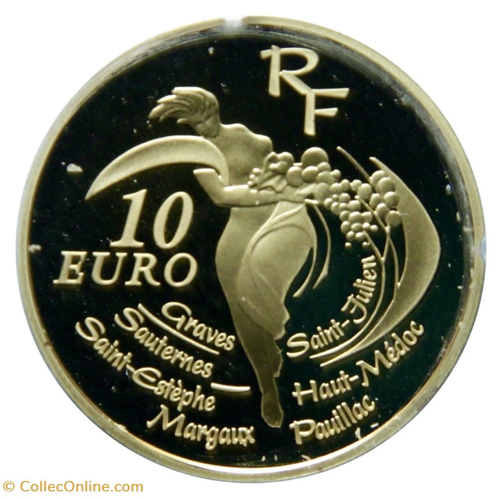 10 € Or 2005 150ème anniversaire du classement des vins de Bordeau monnaies euros france 10 or 2005 150eme anniversaire du classement des vins de bordeau