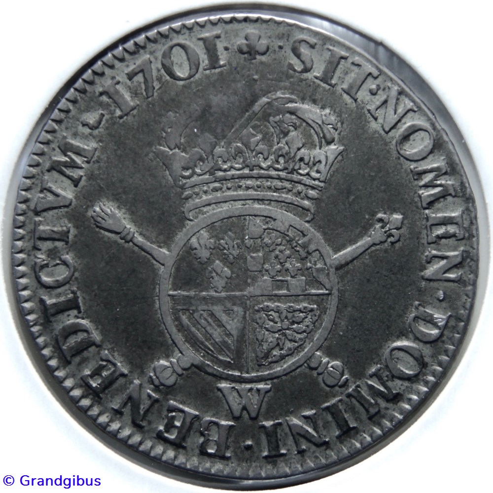 Demi-écu de Flandre aux insignes 1701W monnaies europe medievale france royales demi ecu de flandre aux insignes 1701w