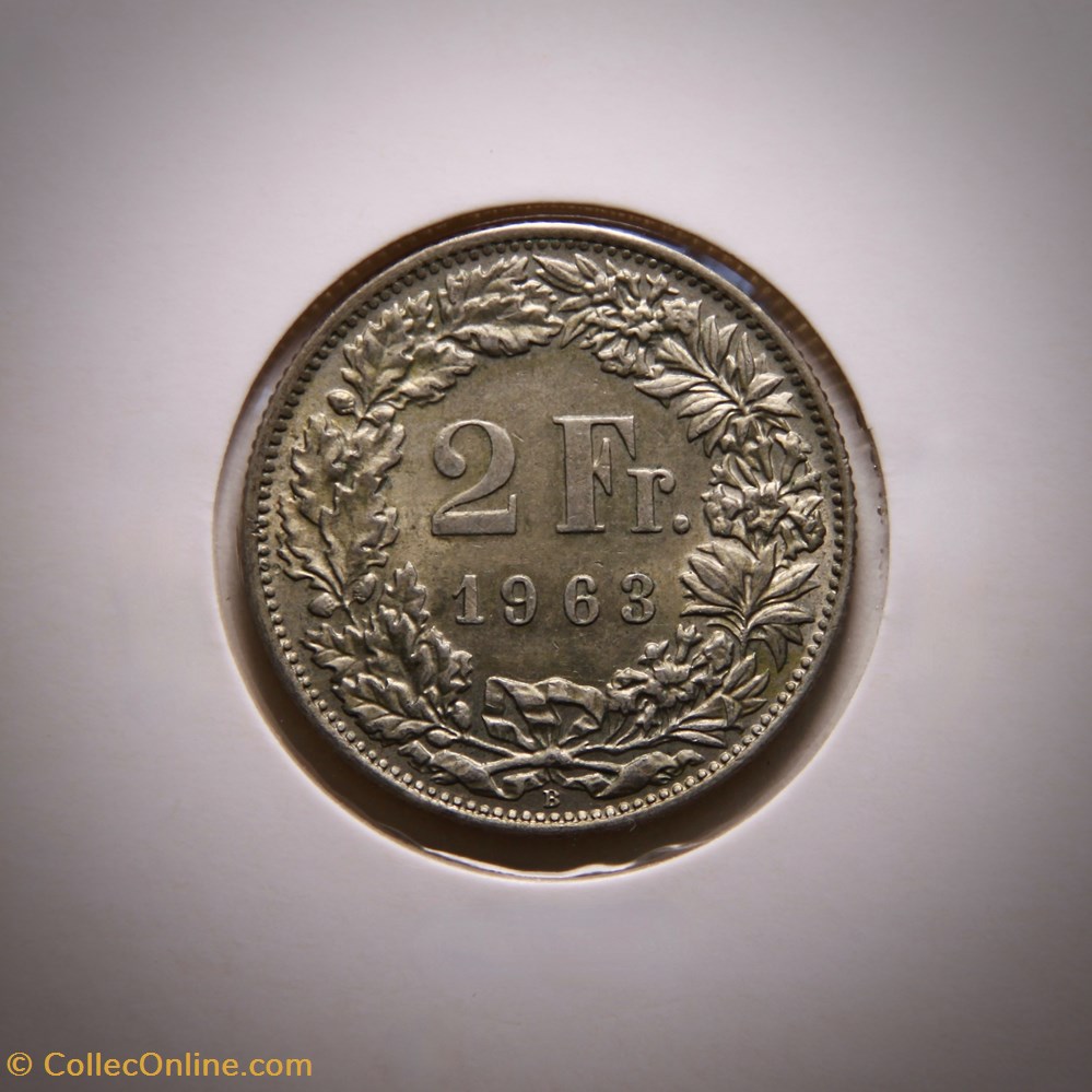 2 Francs 1963 B Helvetia debout monnaies monde suisse 2 francs 1963 b helvetia debout