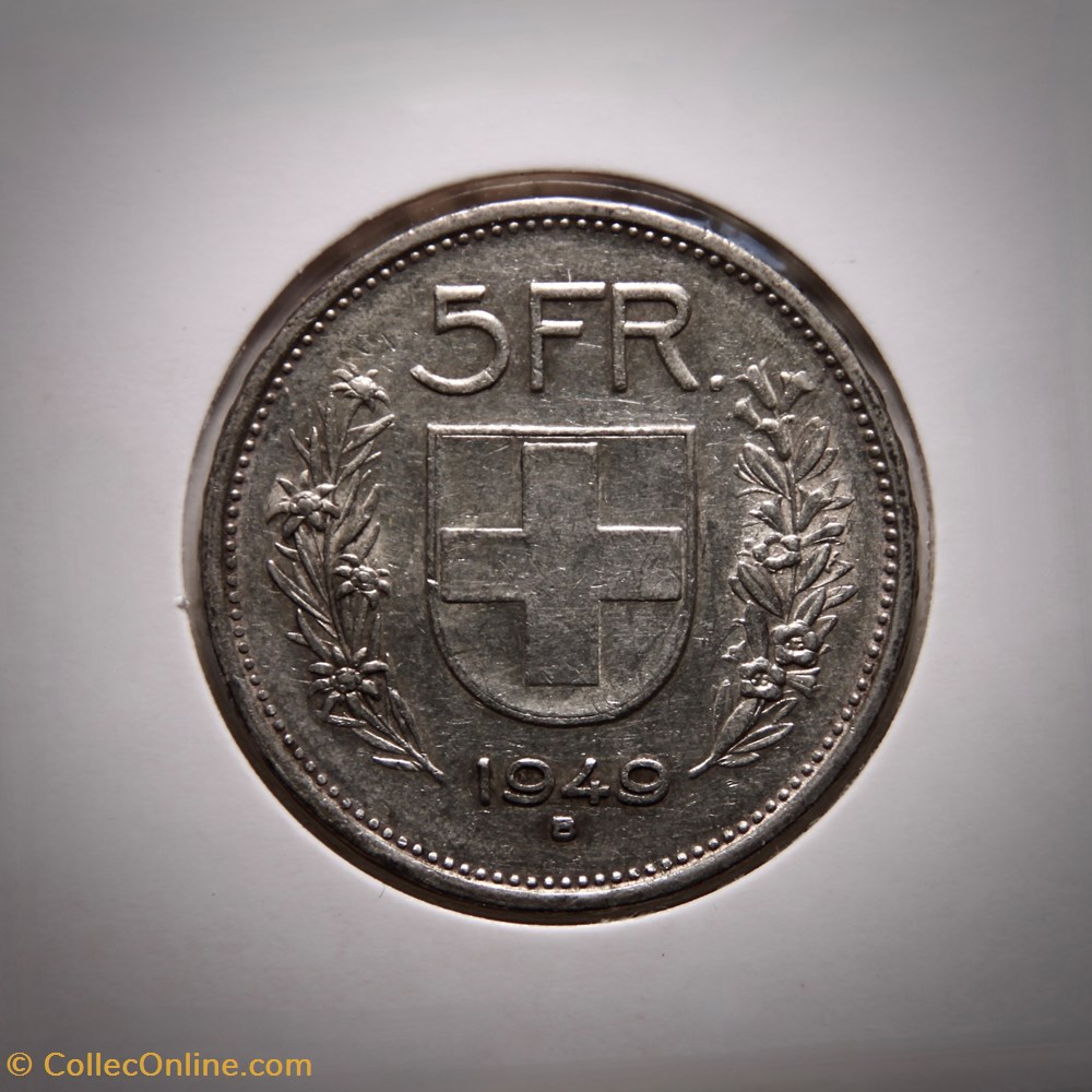 5 Francs 1949 B Berger (p.m) monnaies monde suisse 5 francs 1949 b berger p m