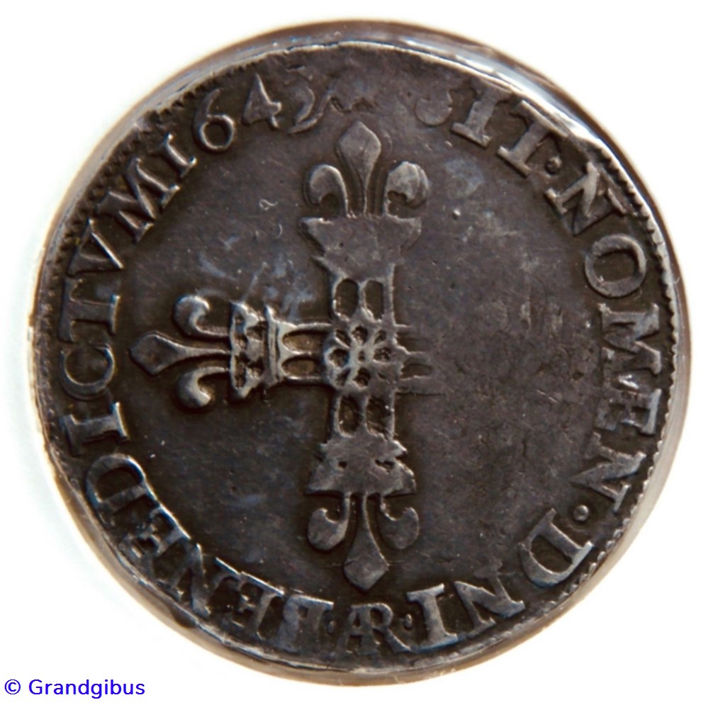 monnaies europe medievale france royales quart ecu 1643