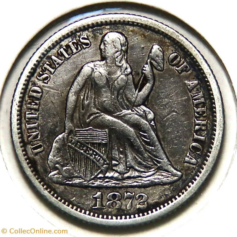 One Dime - Seated Liberty, 1872 monnaies monde etats unis one dime seated liberty 1872