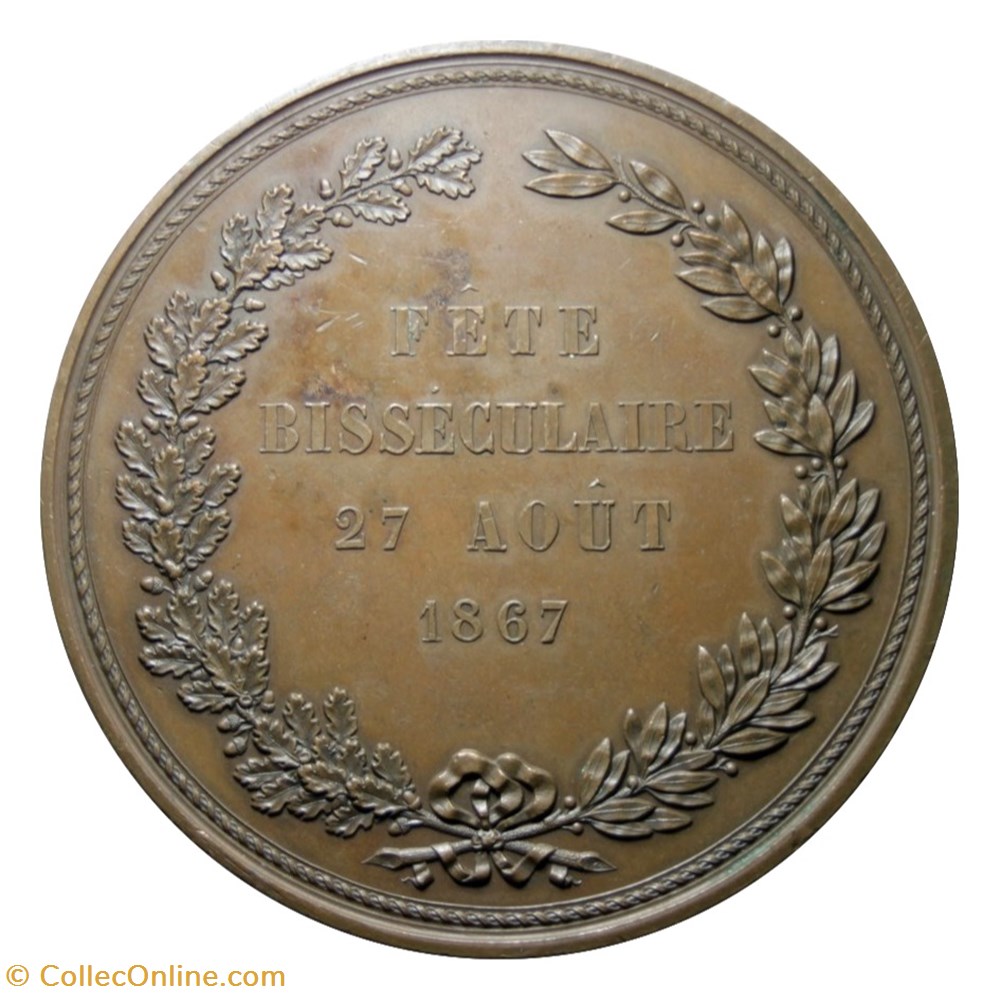 Médaille de la ville de Lille - Porte de Paris, fête bisséculaire (1867) medailles france second empire medaille de la ville de lille porte de paris fete bisseculaire 1867