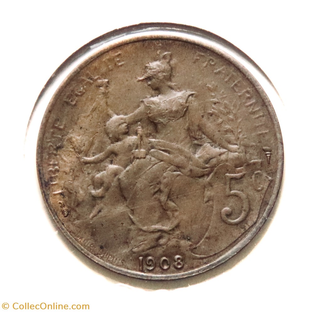 5 Centimes Daniel-Dupuis - 1908 monnaies monde france 5 centimes daniel dupuis 1908