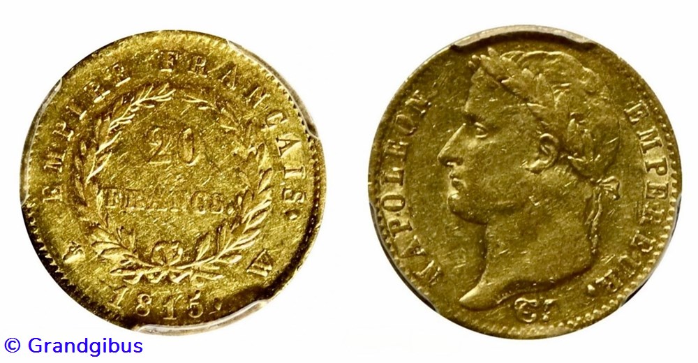 20 Fr. Cent-jours 1815 W - Napoléon Tête laurée. monnaies monde france 20 fr cent jours 1815 w napoleon tete lauree
