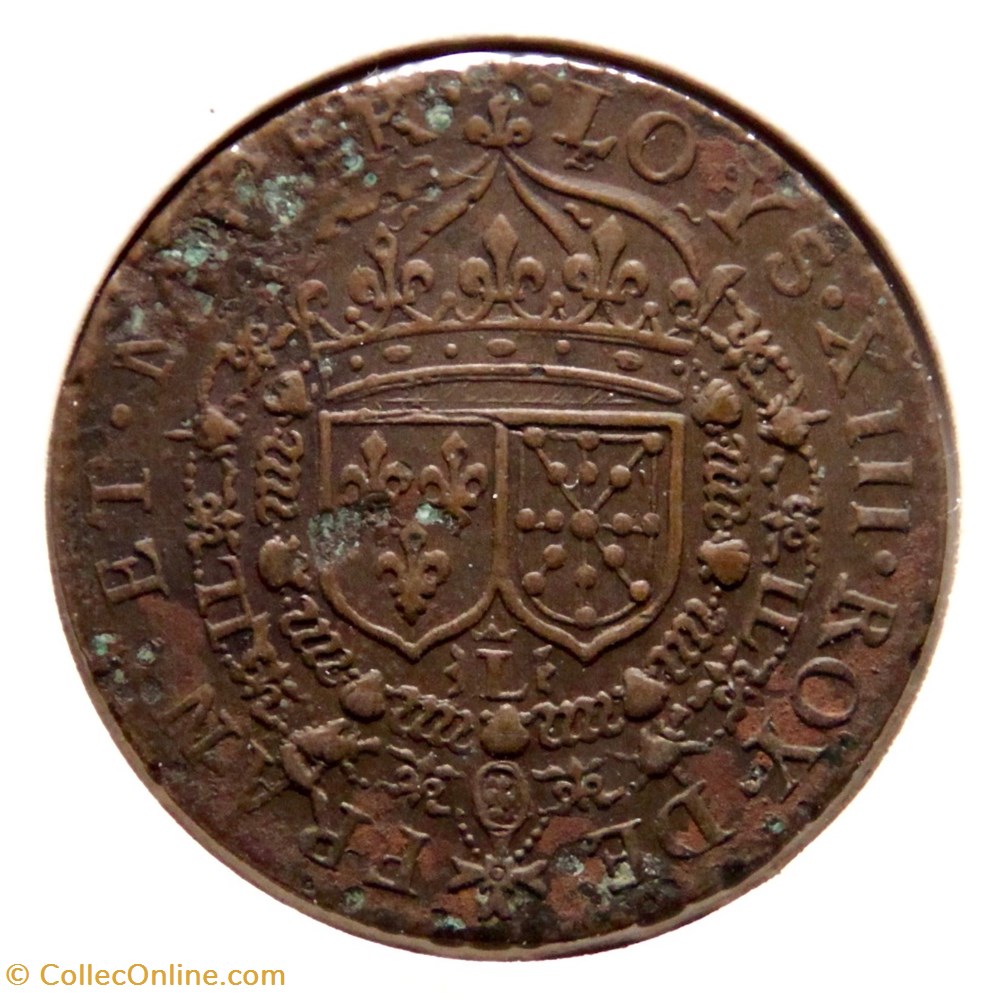 Louis XIII, France & Navarre. 1639 Cuivre. monnaies paranumismatique jetons poids louis xiii france navarre 1639 cuivre