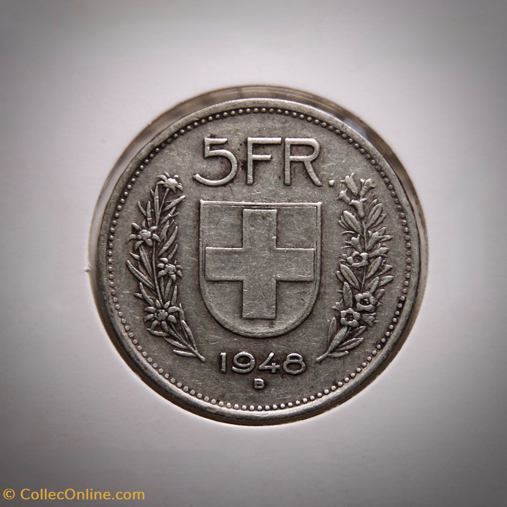 5 Francs 1948 B Berger (p.m) monnaies monde suisse 5 francs 1948 b berger p m