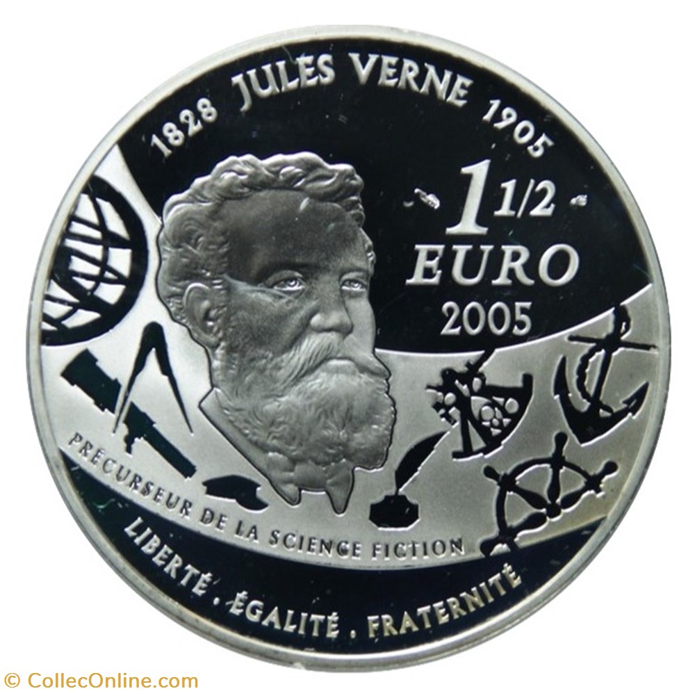 1 € 1/2 Argent 2005 Vingt mille lieues sous les mers monnaies euros france 1 1 2 argent 2005 vingt mille lieues sous les mers