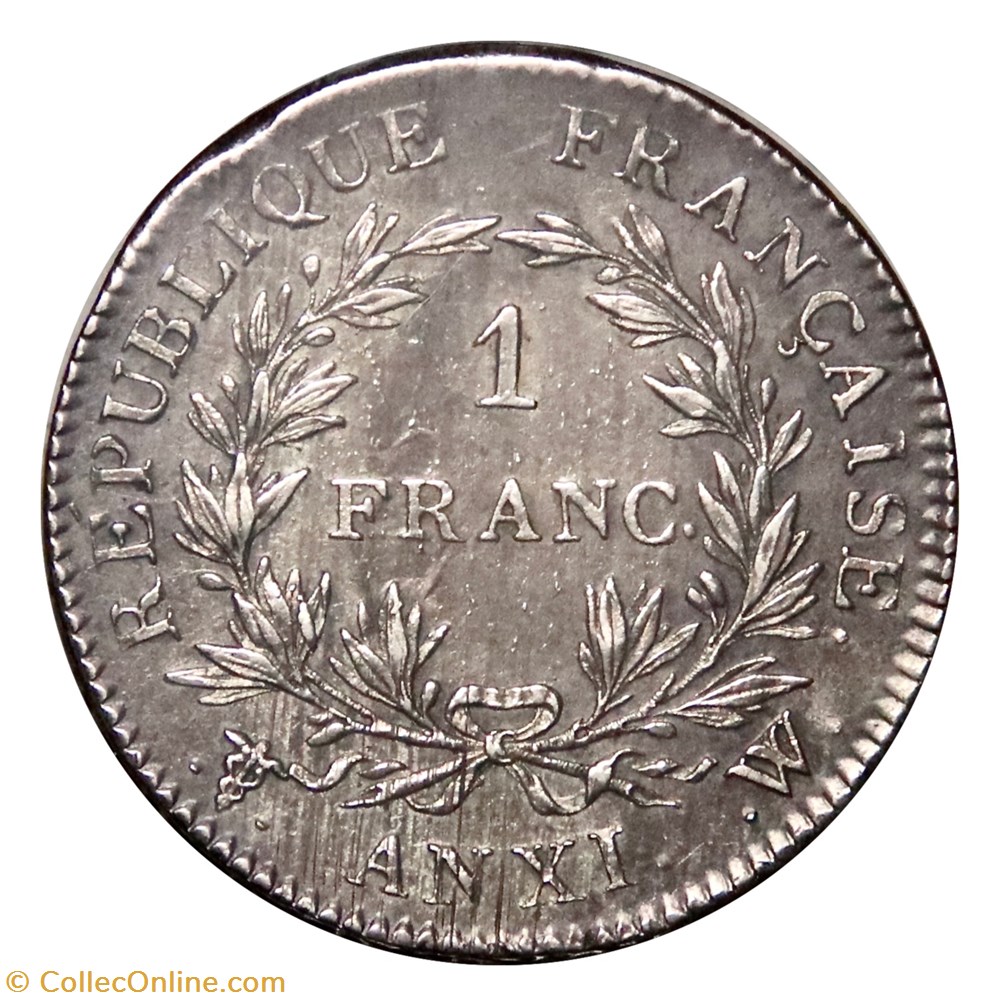 monnaies monde france 1 franc republique francaise bonaparte premier consul