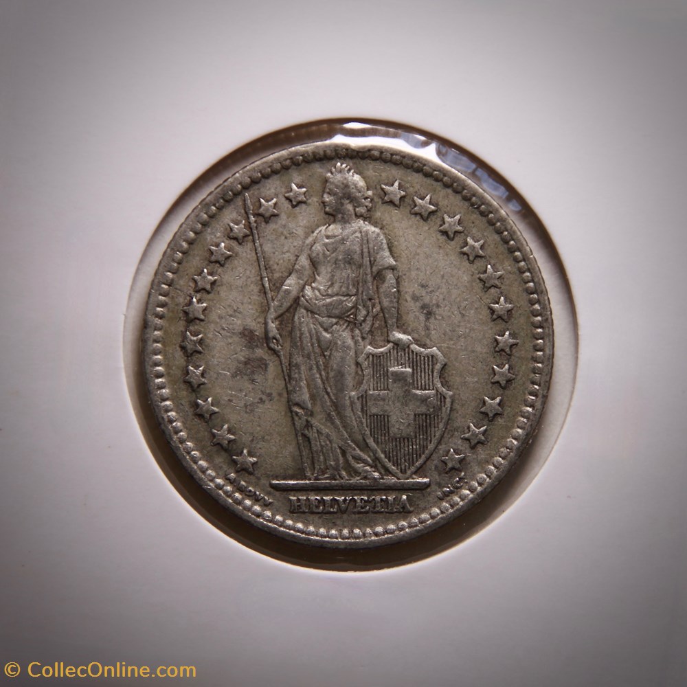 monnaies monde suisse 2 francs 1945 b helvetia debout